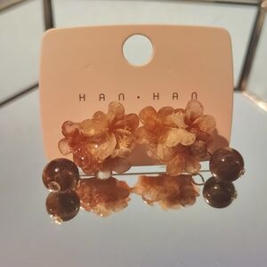 Brown Floral Earrings